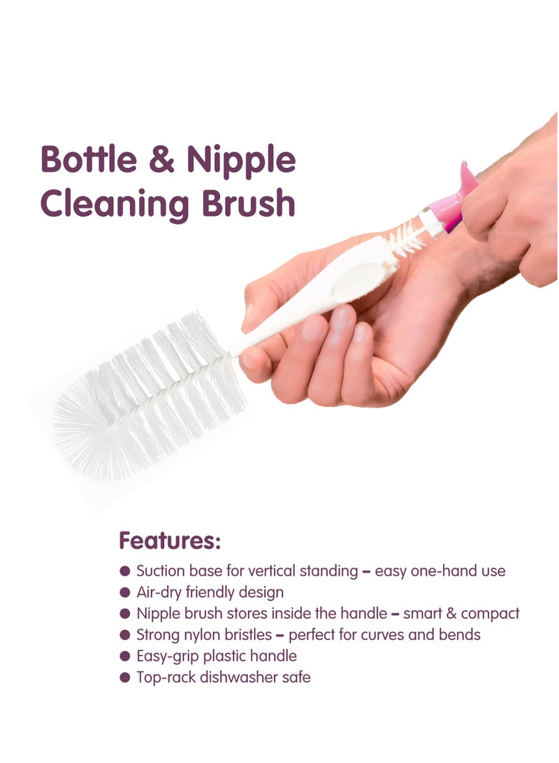 BABE - Baby Bottle and Nipple Cleaning Brush with Suction Base, 2 in 1, PACK OF TWO - Image 4