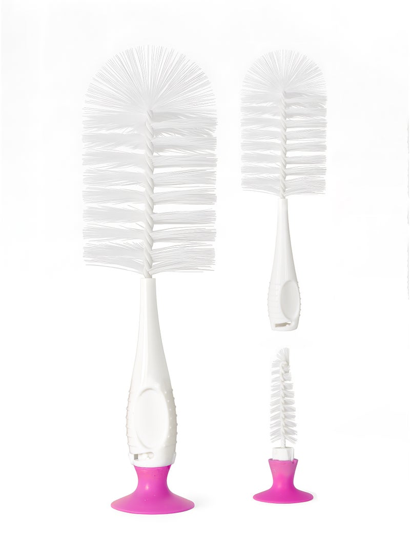 BABE - Baby Bottle and Nipple Cleaning Brush with Suction Base, 2 in 1, PACK OF TWO - Image 2