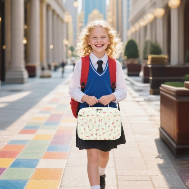 Bluboon Kids Girls Lunch Bag Insulated Lunch Box for school Corduroy Lunch Cooler Organizer School Kids Lunch Tote - Image 5