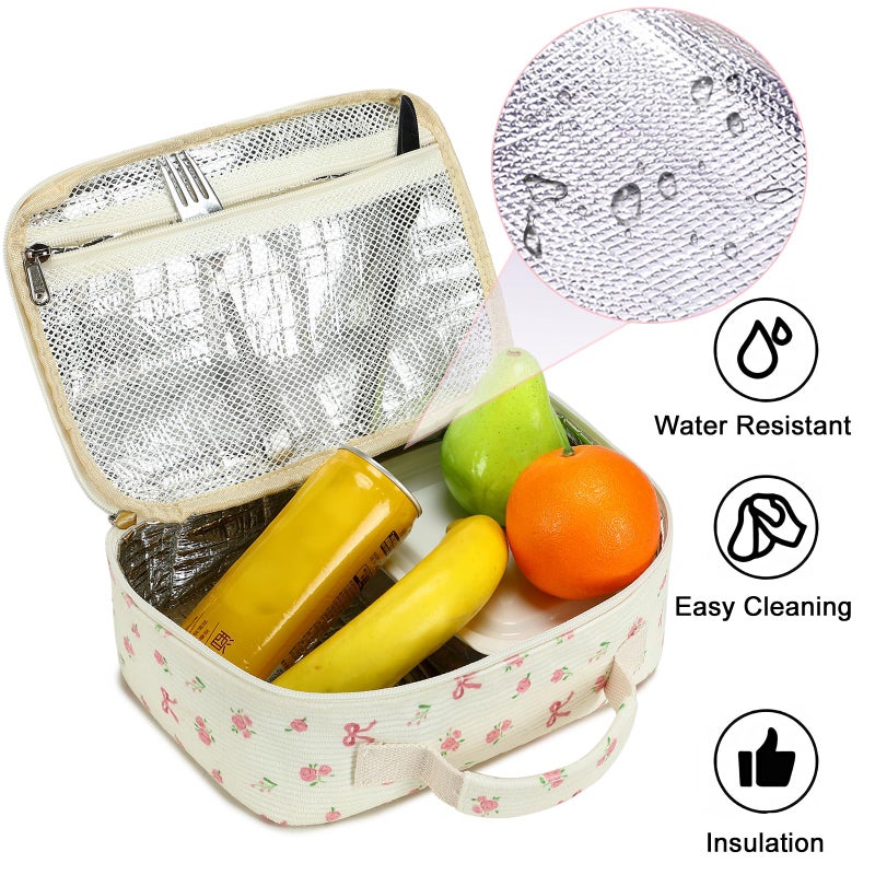 Bluboon Kids Girls Lunch Bag Insulated Lunch Box for school Corduroy Lunch Cooler Organizer School Kids Lunch Tote - Image 3