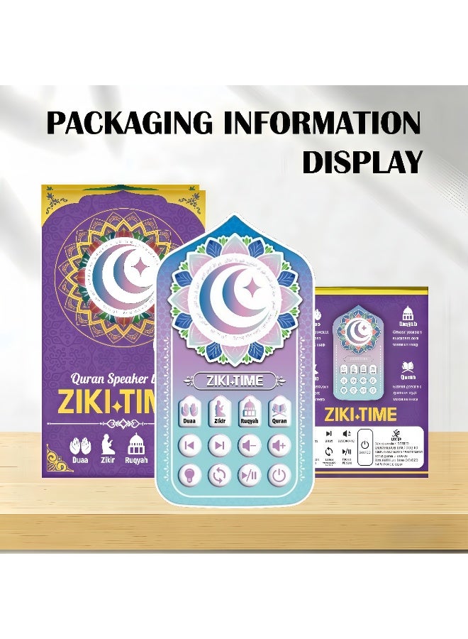 ZIKI TIME Plug-in Quran Speaker with 71 Complete Surahs, 24H Continuous Ruqyah & Zikr Playback, 6-Color LED Night Light, Saudi Arabia EU Plug, for Muslim Families, Bedroom, Mosque, Eco-Friendly ABS Material, All Ages - Image 4