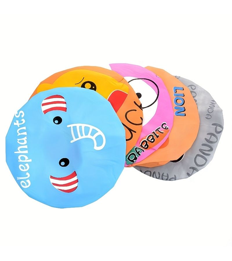 2pcs Cartoon Animals Lion Panda Elastic PEVA Shower Caps Bathroom Hats - Image 3