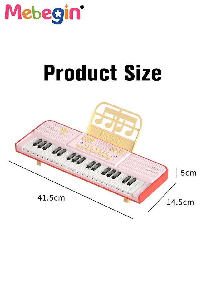MEBEGIN - Piano Keyboard with 37 Keys, Microphone and Piano Score, Multifunctional Portable Electronic Piano with Recording Function and Quick-release Elevated Bracket, Educational Instruments Toy for Kids, Early Development Activity Toy, 41.5*14.5*5cm - Image 1