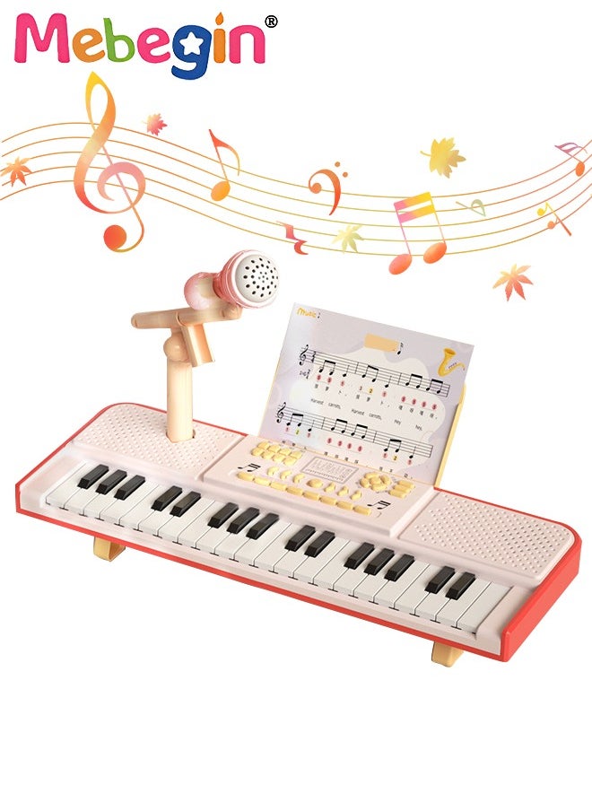 MEBEGIN - Piano Keyboard with 37 Keys, Microphone and Piano Score, Multifunctional Portable Electronic Piano with Recording Function and Quick-release Elevated Bracket, Educational Instruments Toy for Kids, Early Development Activity Toy, 41.5*14.5*5cm - Image 1