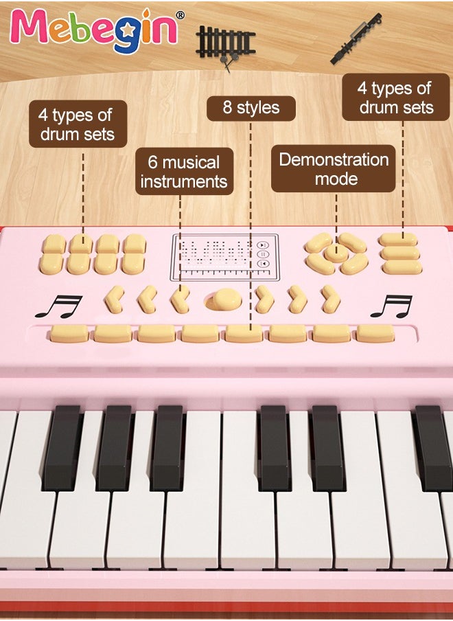 MEBEGIN - Piano Keyboard with 37 Keys, Microphone and Piano Score, Multifunctional Portable Electronic Piano with Recording Function and Quick-release Elevated Bracket, Educational Instruments Toy for Kids, Early Development Activity Toy, 41.5*14.5*5cm - Image 1