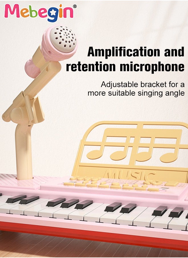 MEBEGIN - Piano Keyboard with 37 Keys, Microphone and Piano Score, Multifunctional Portable Electronic Piano with Recording Function and Quick-release Elevated Bracket, Educational Instruments Toy for Kids, Early Development Activity Toy, 41.5*14.5*5cm - Image 1