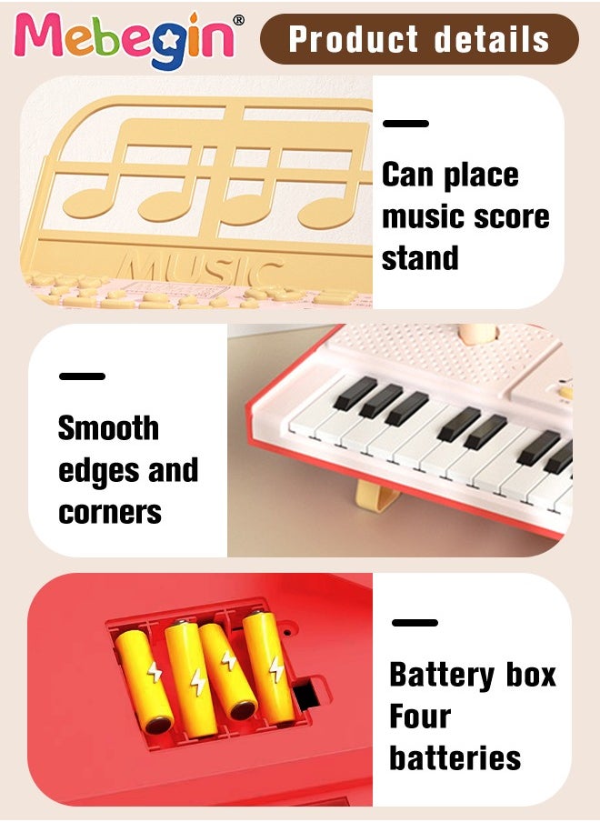 MEBEGIN - Piano Keyboard with 37 Keys, Microphone and Piano Score, Multifunctional Portable Electronic Piano with Recording Function and Quick-release Elevated Bracket, Educational Instruments Toy for Kids, Early Development Activity Toy, 41.5*14.5*5cm - Image 1