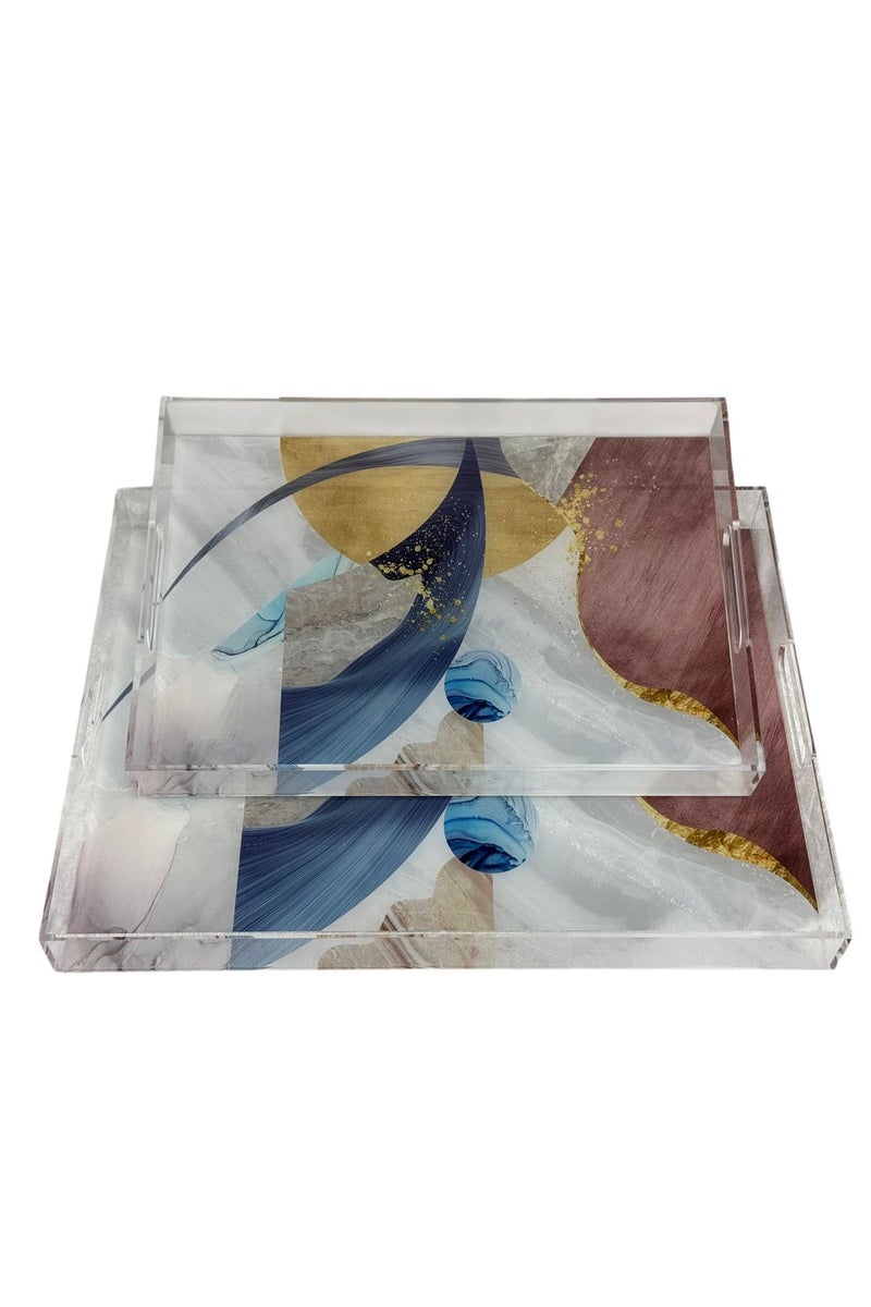 AFAQ Acrylic Serving Tray Set of 2 - Image 2