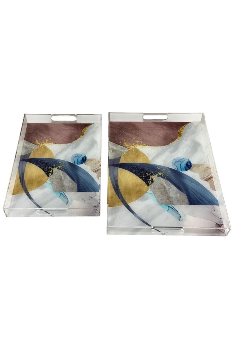 AFAQ Acrylic Serving Tray Set of 2 - Image 3