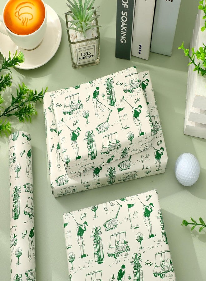 Whaline Golf Wrapping Paper -Mini Roll- 17 In x 32.8 Ft Green Sports Theme Gift Wrap Paper for Birthday Father's Day Sport Party Wrapping Supplies - Image 5
