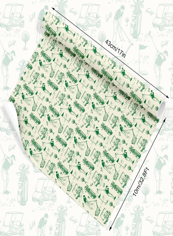 Whaline Golf Wrapping Paper -Mini Roll- 17 In x 32.8 Ft Green Sports Theme Gift Wrap Paper for Birthday Father's Day Sport Party Wrapping Supplies - Image 2