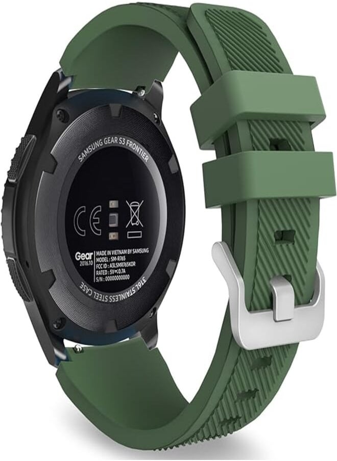 MoKo - MoKo Band Compatible with Samsung Galaxy Watch 3 45mm/Gear S3 Frontier/Classic/Galaxy Watch 46mm/Huawei Watch GT2 Pro/GT 46mm/GT2 46mm/Ticwatch Pro 3, Silicone Strap Fit 22mm Band, Army GREEN - Image 1