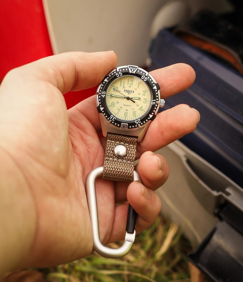 Dakota Backpacker Clip, Quality Pocket Watch, Fob Nylon Carabiner Strap, Lightweight, Premium Durability Outdoor Gifts for Men, Use for Fishing, Hunting, Golf and More, Tactical Watch - Image 3