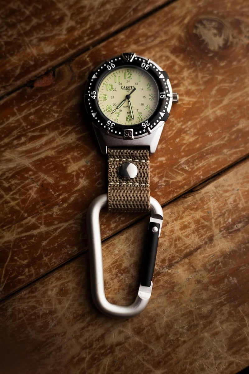 Dakota Backpacker Clip, Quality Pocket Watch, Fob Nylon Carabiner Strap, Lightweight, Premium Durability Outdoor Gifts for Men, Use for Fishing, Hunting, Golf and More, Tactical Watch - Image 2