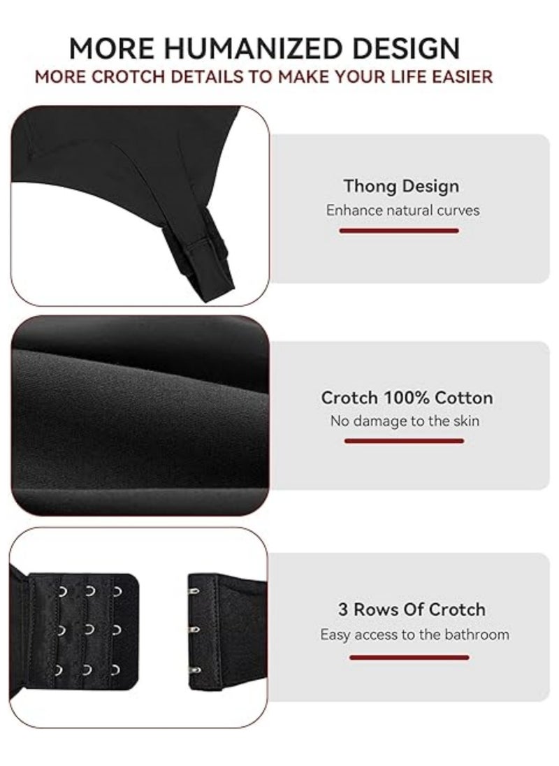 AUTOYSUR Women Shapewear Backless Body Bra Shaper Womens Plus Size Plunge Invishaper Low Back Thong Bodysuits Open Crotch Daily Use Black  - Image 4