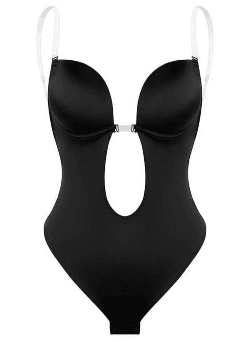 AUTOYSUR Women Shapewear Backless Body Bra Shaper Womens Plus Size Plunge Invishaper Low Back Thong Bodysuits Open Crotch Daily Use Black  - Image 1