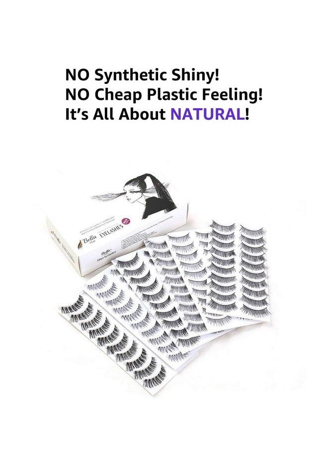 Bella Hair - False Eyelashes Variety Pack 60 Pairs Reusable Handmade Fake Eyelashes in 6 Styles Specialized Natural Soft CrissCross Wispies Lashes for Daily Casual Events Daytime Outings and More - Image 1