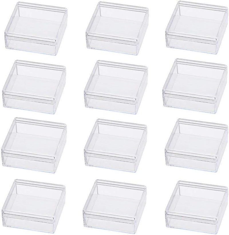 BENECREAT 15 Pack 5 x 5 x 2 cm Square Highly Transparent Plastic Beads Storage Container Box Case for Beauty Items, Small Beads, Jewellery Accessories and Other Small Items - Image 1