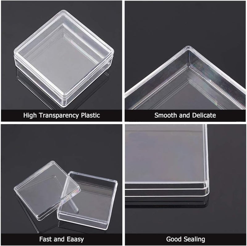 BENECREAT 15 Pack 5 x 5 x 2 cm Square Highly Transparent Plastic Beads Storage Container Box Case for Beauty Items, Small Beads, Jewellery Accessories and Other Small Items - Image 4