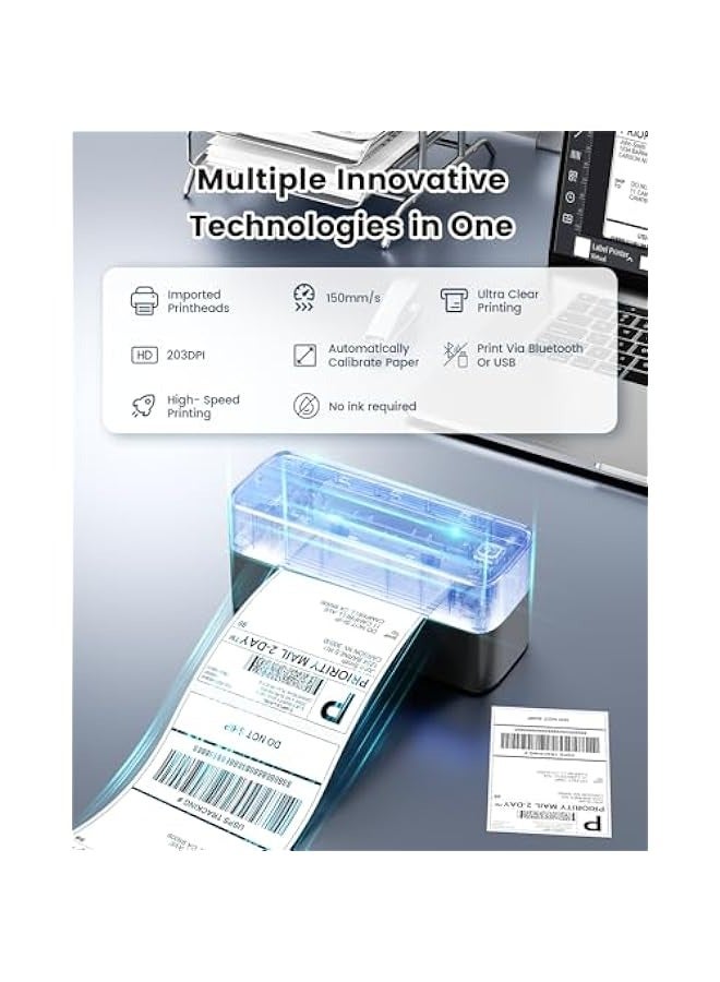 phomemo Thermal Label Printer, 4X6 Shipping Label Printer for Small Business, Wireless Label Printer for Package for Phone  Pad  PC, Used for  UPS,  TikTok, USPS, FedEx, DHL - Image 2