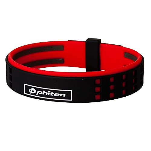 Phiten DUO Titanium Bracelet - Waterproof Sports Silicone Bracelet Wristband for Alternative Healing - Power Elastomer Zone with Micro Titanium Sphere - Black/Red, 7.5 Inch,RT0040C - Image 1