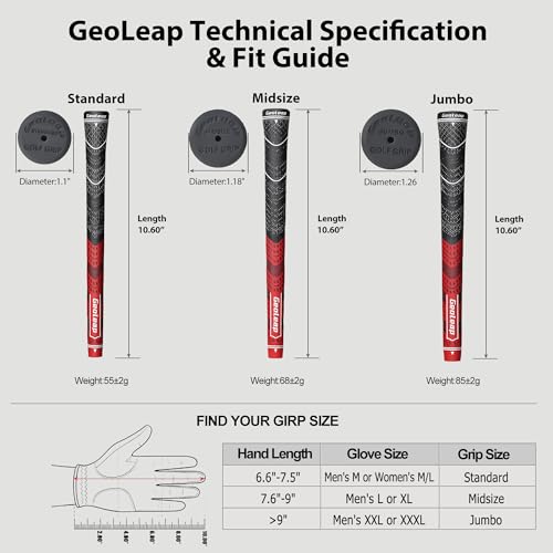 Geoleap Golf Grips Set of 13- Grips with Tapes and Grips with All Repair Kits for Choice,Hybrid Golf Club Grips All Weather Contral, High Feedback & Traction Golf Grips for Men and Women. (Red(Grips with All Repair Kits), Standard) - Image 5