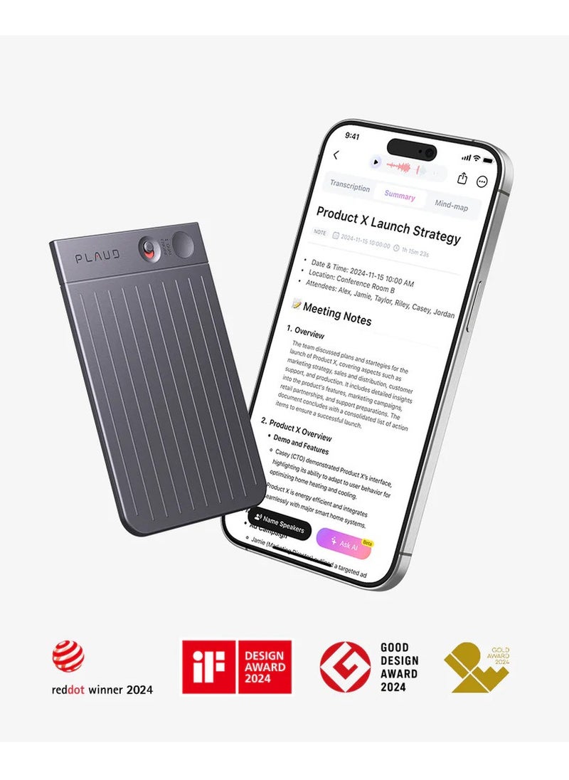 PLAUD - PLAUD NOTE AI Voice Recorder with Magnetic Case Black - Image 1