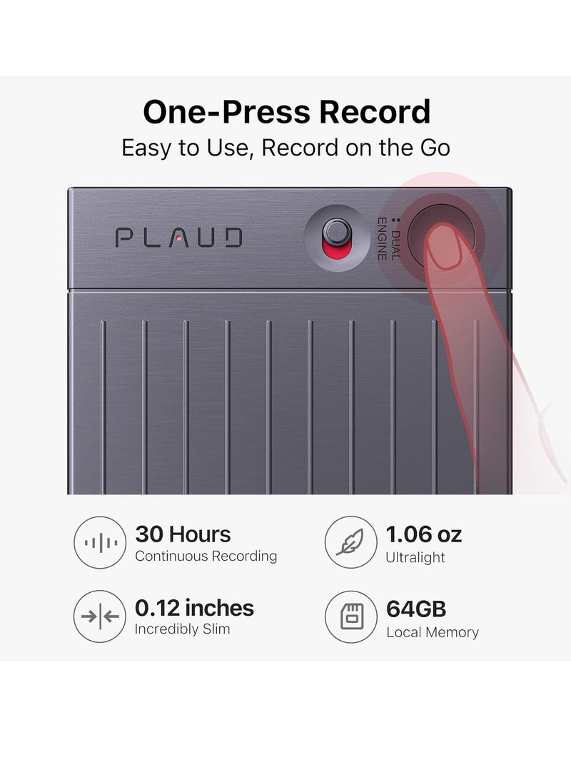 PLAUD - PLAUD NOTE AI Voice Recorder with Magnetic Case Black - Image 1