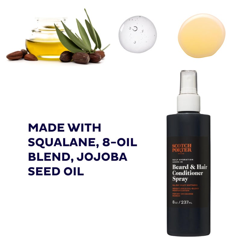 Scotch Porter Daily Hydration Conditioner Spray for Beard & Hair | Coconut, Avocado & More | 8oz Bottle with Pump - Image 3