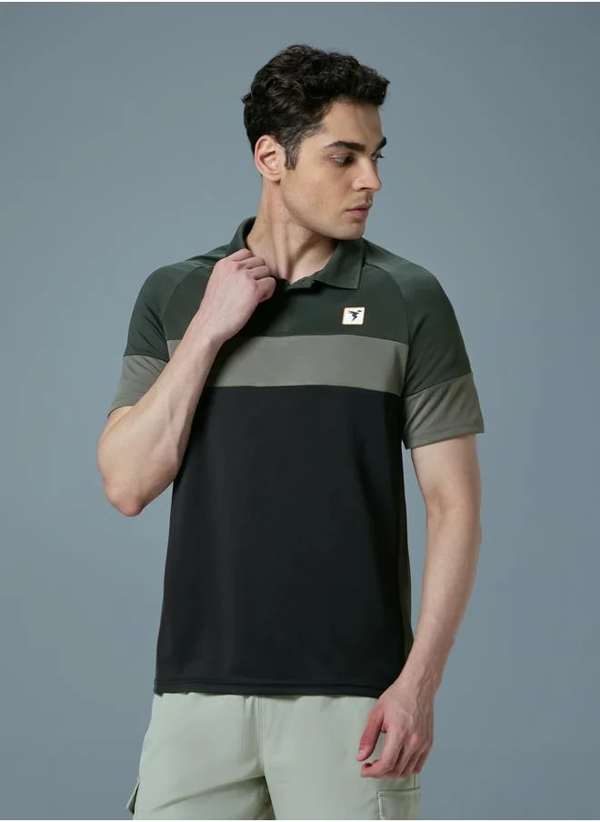 تكنوسبورت Technosport Color Block Short Sleeve Slim Fit Polo T-Shirt