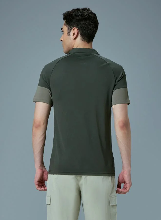 Technosport Technosport Color Block Short Sleeve Slim Fit Polo T-Shirt