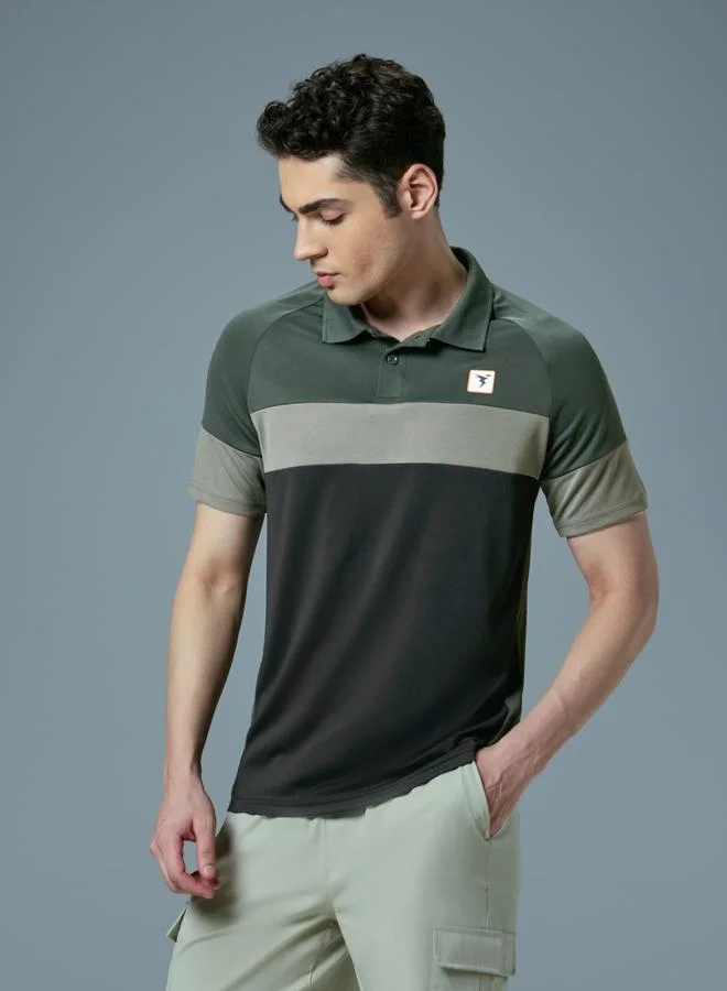 Technosport Technosport Color Block Short Sleeve Slim Fit Polo T-Shirt