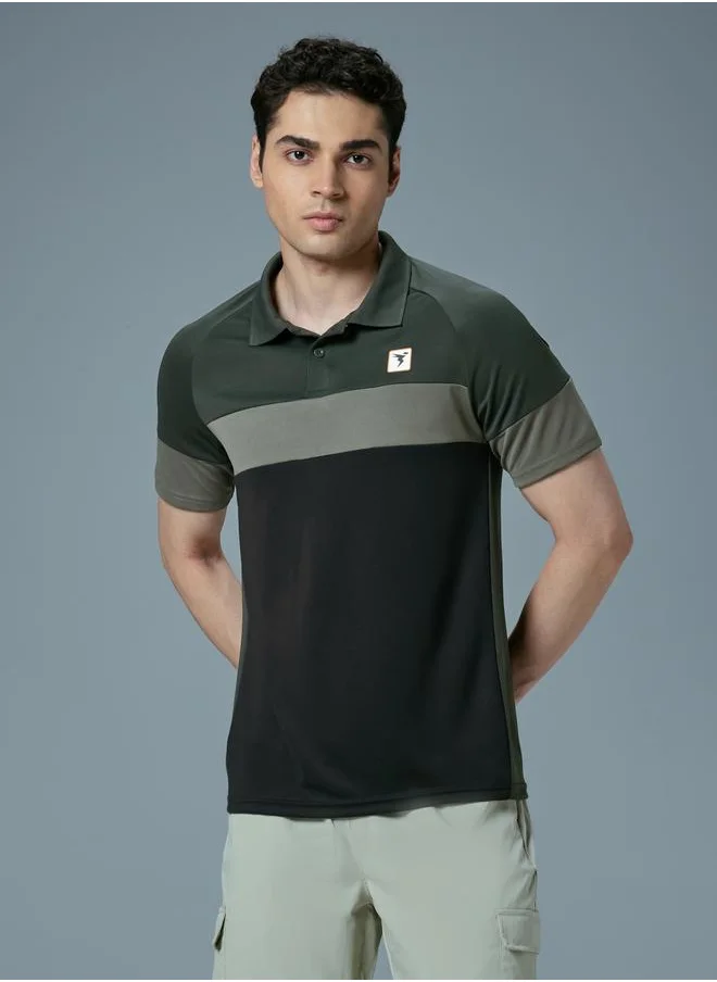 تكنوسبورت Technosport Color Block Short Sleeve Slim Fit Polo T-Shirt