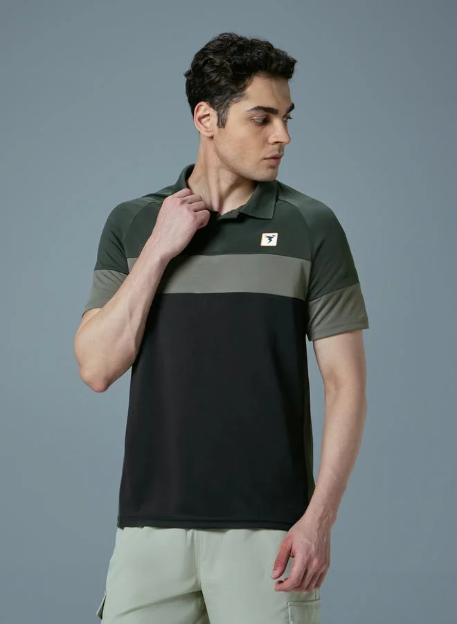 Technosport Technosport Color Block Short Sleeve Slim Fit Polo T-Shirt