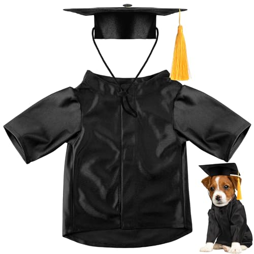 Bunnycool Dog Graduation Cap and Gown 2026 Washable Pet Graduation Costume for Dog Cat Shirt and Hat(Traditional,M,Black) - Image 1