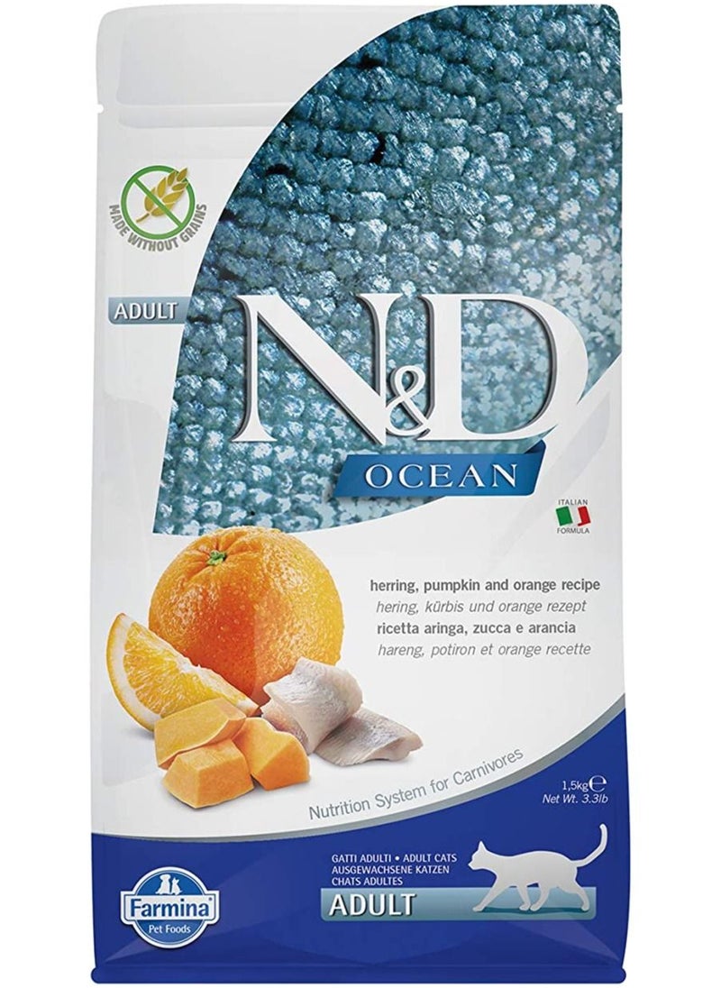Farmina - Ocean Herring, Pumpkin & Orange Adult Cat Food 1.5 kg - Image 1
