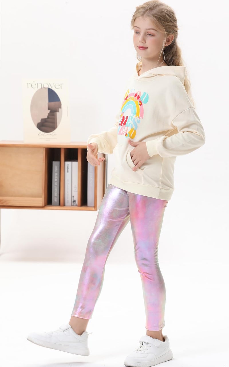 Frogwill Little Girls Sparkly Leggings Tie Dye Pants 5/6Y Pink - Image 3
