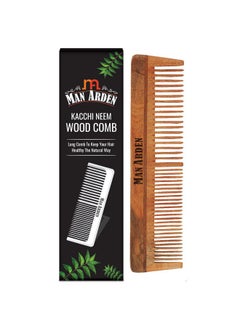 Man Arden Natural Kacchi Neem Wood Hair Comb For Healthy Scalp  - Image 1
