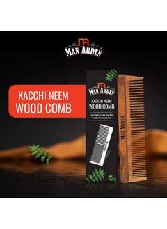 Man Arden Natural Kacchi Neem Wood Hair Comb For Healthy Scalp  - Image 3