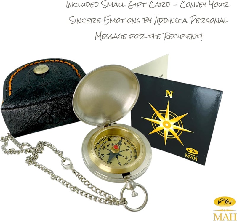 MAH Backpacking Navigation Handmade Brass Personalize Compass for Best Man Get Well Hiking Camping Hunting Trekking Sailing Adventure Travelling Graduation Day Birthday Gifts for Son Back to School - Image 4