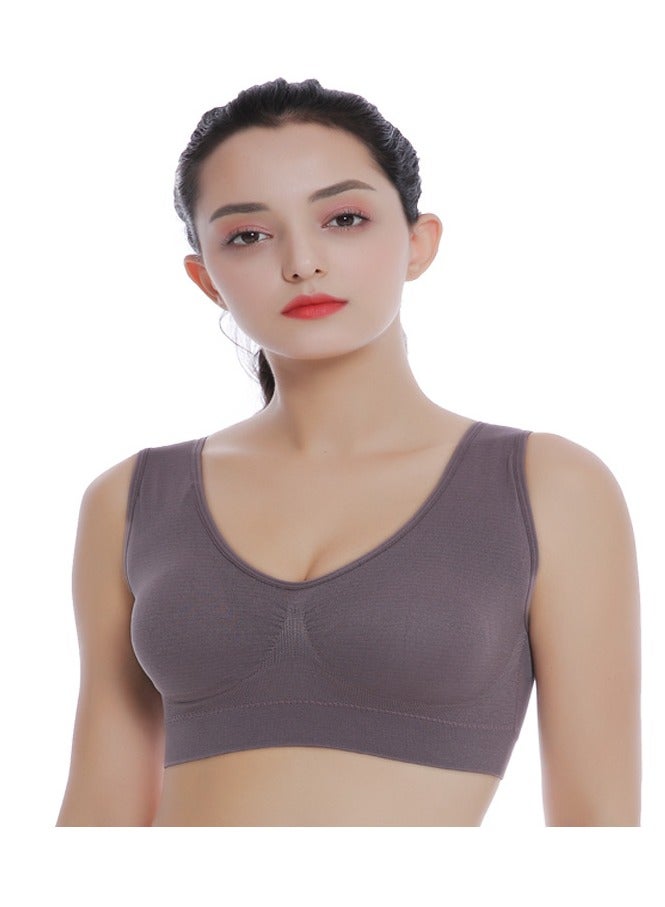 AROAQ Women Sports Bra, Fitness Sports Yoga Bra with Removable Padding,  Double-layer Seamless  Sports Bra without Rims, Comfortable Soft Bra for Workouts Running Yoga Trainings, (Size S, Bean Paste Purple)  - Image 1