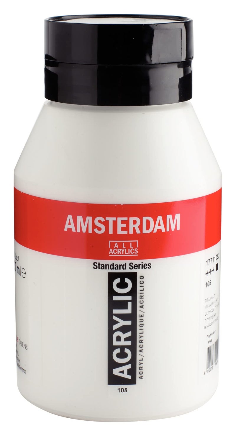Amsterdam T1771-105-2 Talence Acrylic Paint, Acrylic Color, Titanium White, 33.8 fl oz (1000 ml) 477976 - Image 1