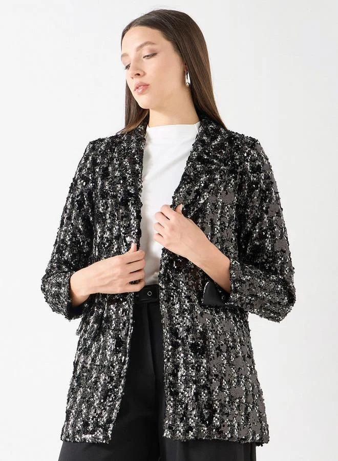 Iconic Sequin Embellished Jacket with Long Sleeves