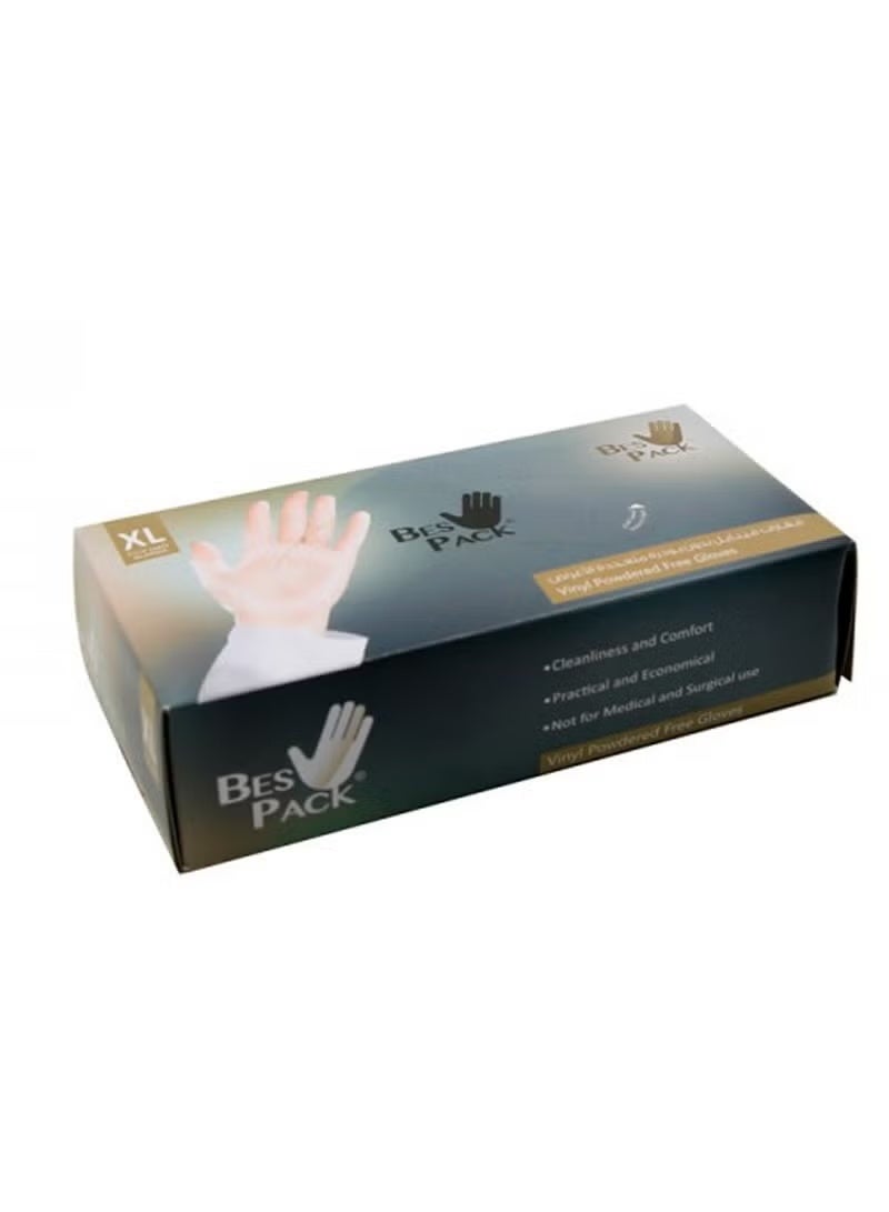 Disposable vinyl gloves, safe, flexible, and powder-free, size XL, 80 gloves