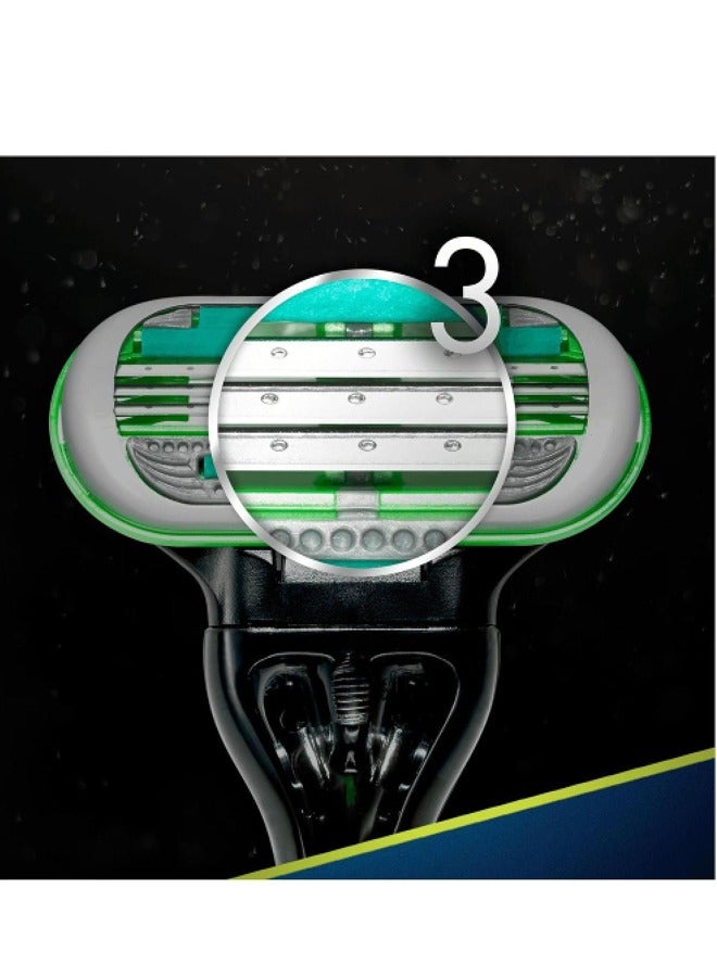 Gillette Men's Body Razor, 3 Blades, Green - Pack of 3 - Image 3
