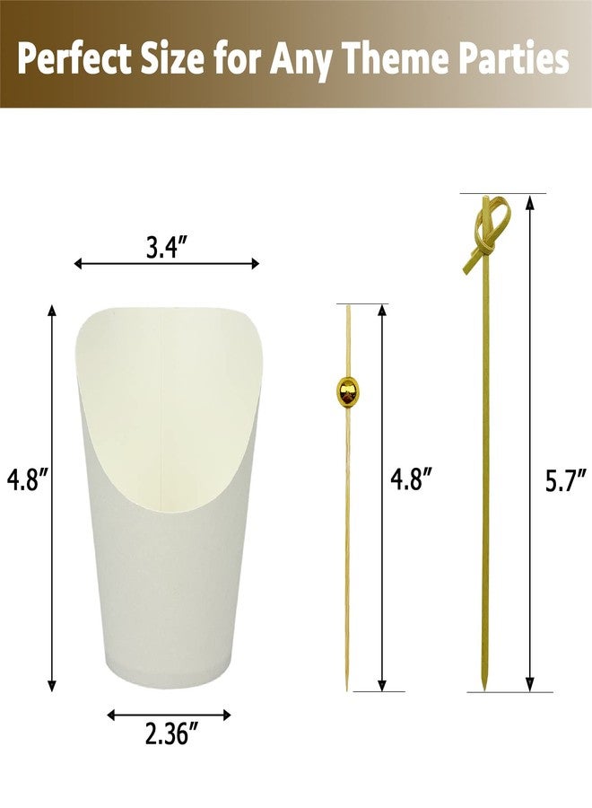 CAMKYDE [50 cups + 200 picks] 14 oz Disposable Charcuterie Cups with Sticks (White) - Image 3