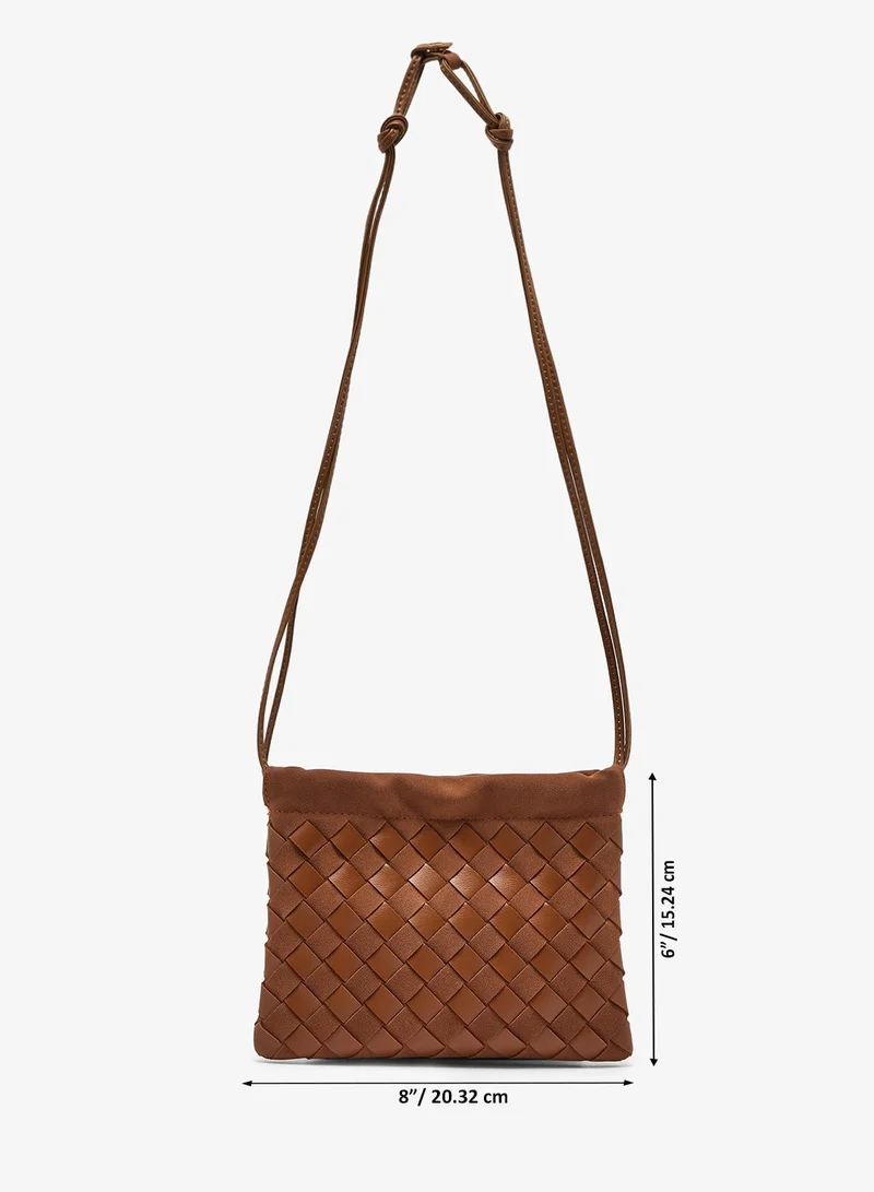 ELLA Brown woven detail strap crossbody bag for Women | Best Price UAE