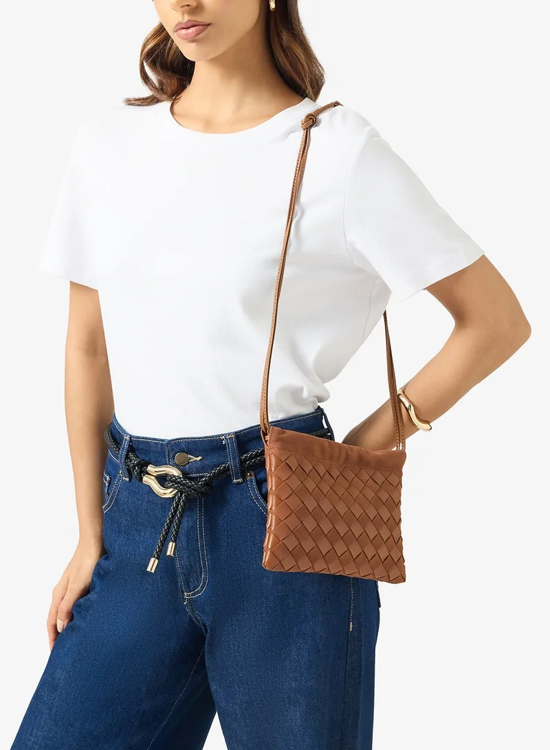 ELLA Woven Detail Strap Shoulder Bag