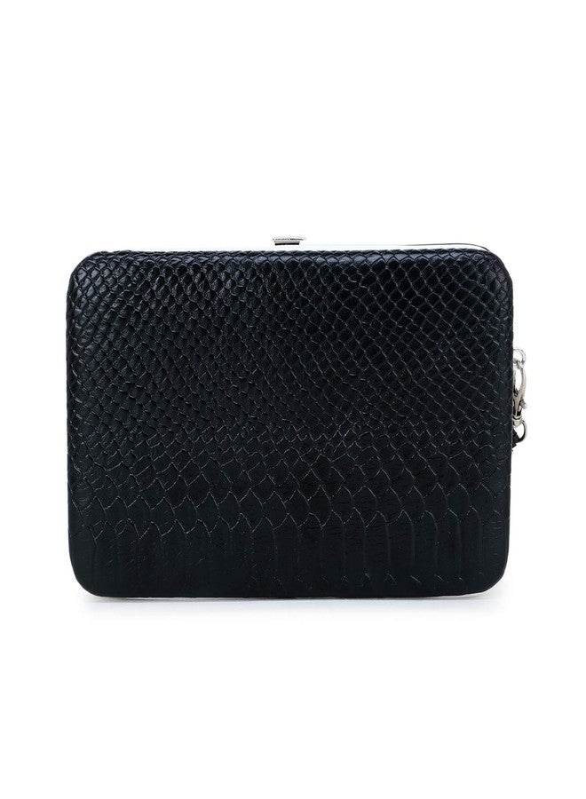 TRUE HUMAN Women's PU Leather Bow Clutch Wallet (Royal Black) - Image 4