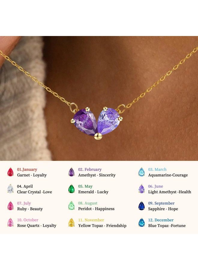 ShineRose Birthstone Necklace For Women March Birth Stone Dainty 14K Gold Pendant Plated Cubic Zirconia Couples Charm Personalized Jewelry, Brass, Cubic Zirconia - Image 3